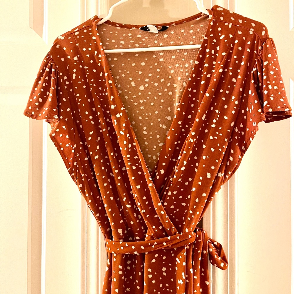 Burnt Orange Polka Dot Dress